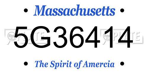 5G36414 Massachusetts License Plate