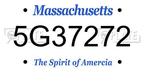 5G37272 Massachusetts License Plate