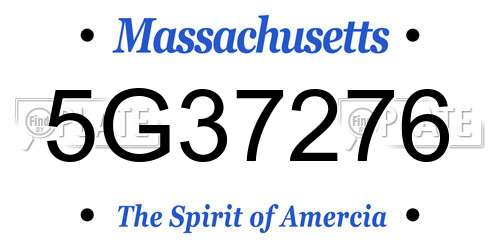 5G37276 Massachusetts License Plate