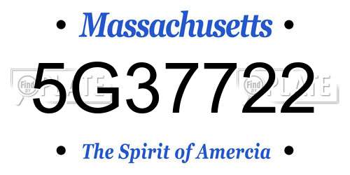 5G37722 Massachusetts License Plate