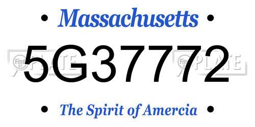 5G37772 Massachusetts License Plate