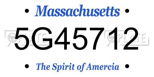 5G45712 Massachusetts License Plate