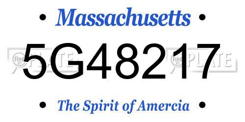 5G48217 Massachusetts License Plate