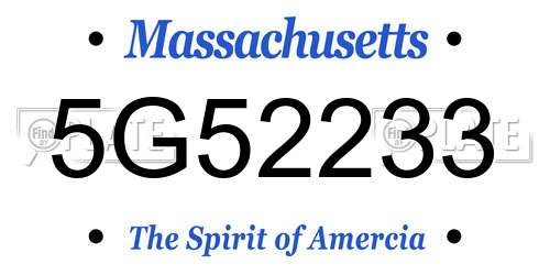 5G52233 Massachusetts License Plate
