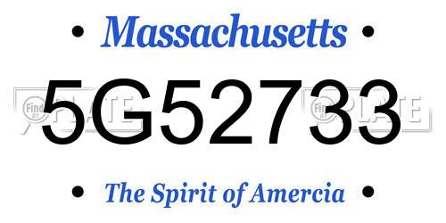 5G52733 Massachusetts License Plate