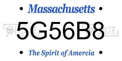 5G56B8 Massachusetts License Plate