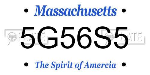 5G56S5 Massachusetts License Plate