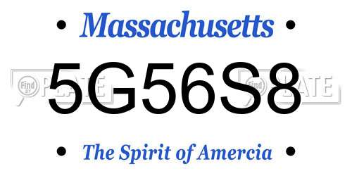 5G56S8 Massachusetts License Plate