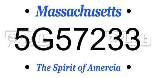 5G57233 Massachusetts License Plate