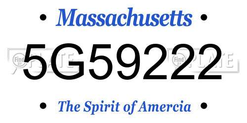 5G59222 Massachusetts License Plate