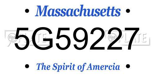 5G59227 Massachusetts License Plate