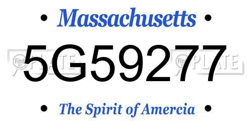 5G59277 Massachusetts License Plate