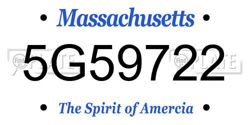5G59722 Massachusetts License Plate