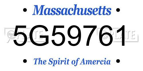 5G59761 Massachusetts License Plate