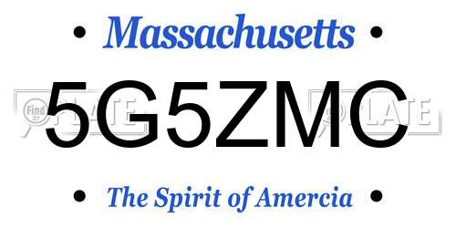 5G5ZMC Massachusetts License Plate