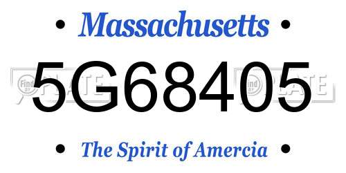 5G68405 Massachusetts License Plate