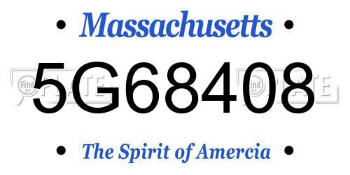 5G68408 Massachusetts License Plate