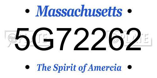 5G72262 Massachusetts License Plate