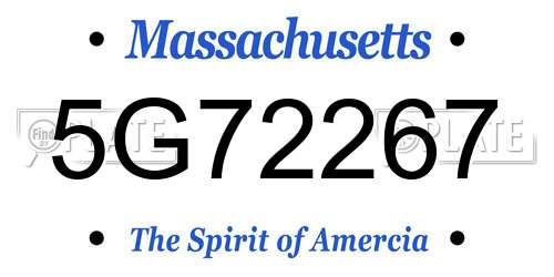 5G72267 Massachusetts License Plate