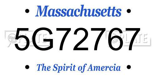 5G72767 Massachusetts License Plate