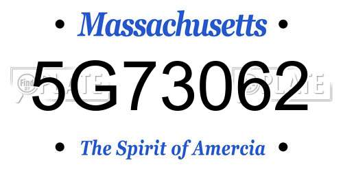 5G73062 Massachusetts License Plate