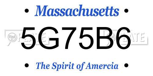 5G75B6 Massachusetts License Plate