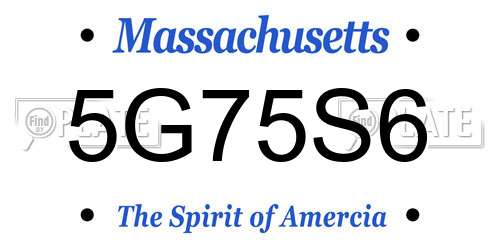 5G75S6 Massachusetts License Plate