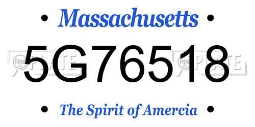 5G76518 Massachusetts License Plate