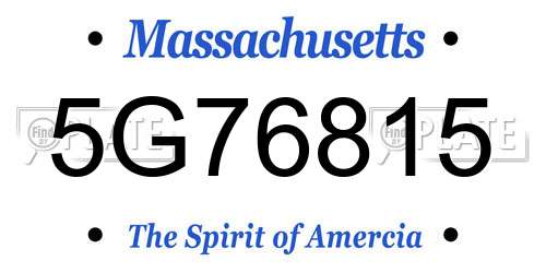 5G76815 Massachusetts License Plate