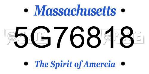 5G76818 Massachusetts License Plate