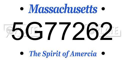 5G77262 Massachusetts License Plate