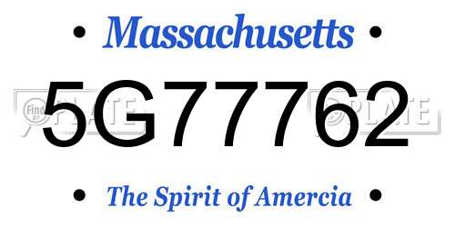 5G77762 Massachusetts License Plate