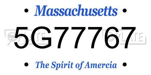 5G77767 Massachusetts License Plate
