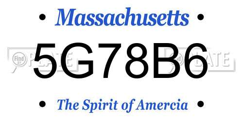 5G78B6 Massachusetts License Plate