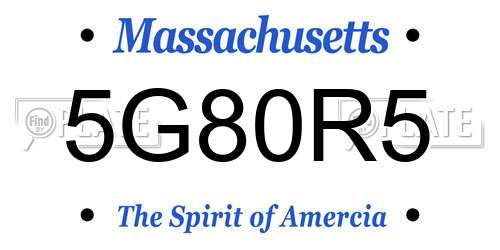 5G80R5 Massachusetts License Plate