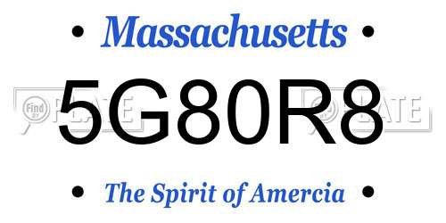 5G80R8 Massachusetts License Plate
