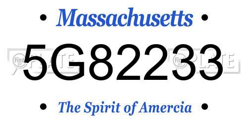 5G82233 Massachusetts License Plate
