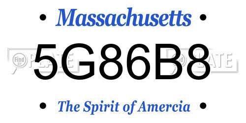 5G86B8 Massachusetts License Plate