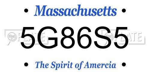 5G86S5 Massachusetts License Plate