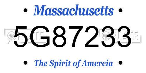 5G87233 Massachusetts License Plate