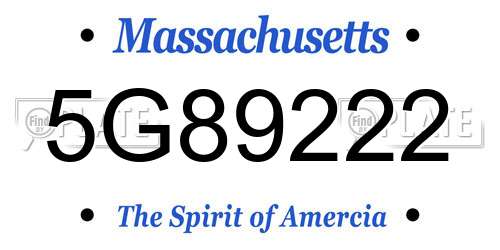 5G89222 Massachusetts License Plate