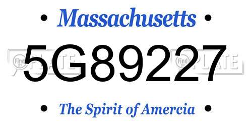 5G89227 Massachusetts License Plate