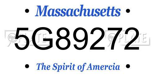5G89272 Massachusetts License Plate