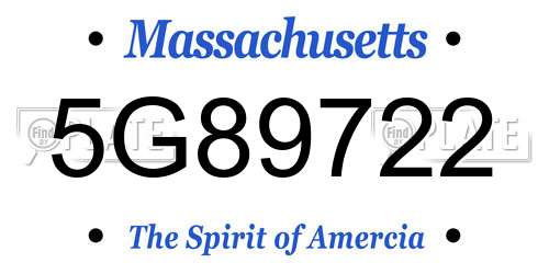 5G89722 Massachusetts License Plate
