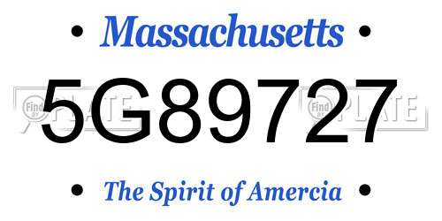 5G89727 Massachusetts License Plate