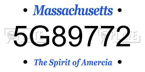5G89772 Massachusetts License Plate