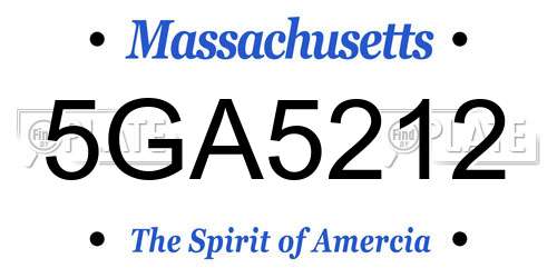 5GA5212 Massachusetts License Plate