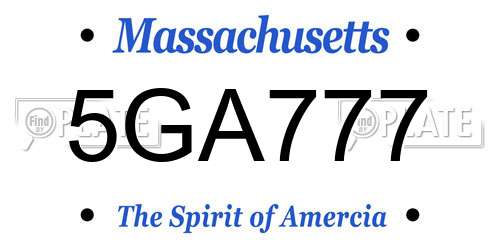 5GA777 Massachusetts License Plate