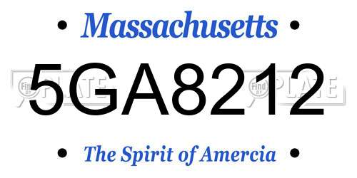 5GA8212 Massachusetts License Plate