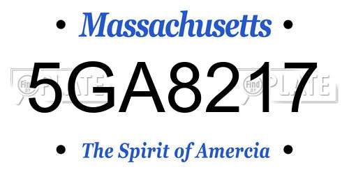 5GA8217 Massachusetts License Plate